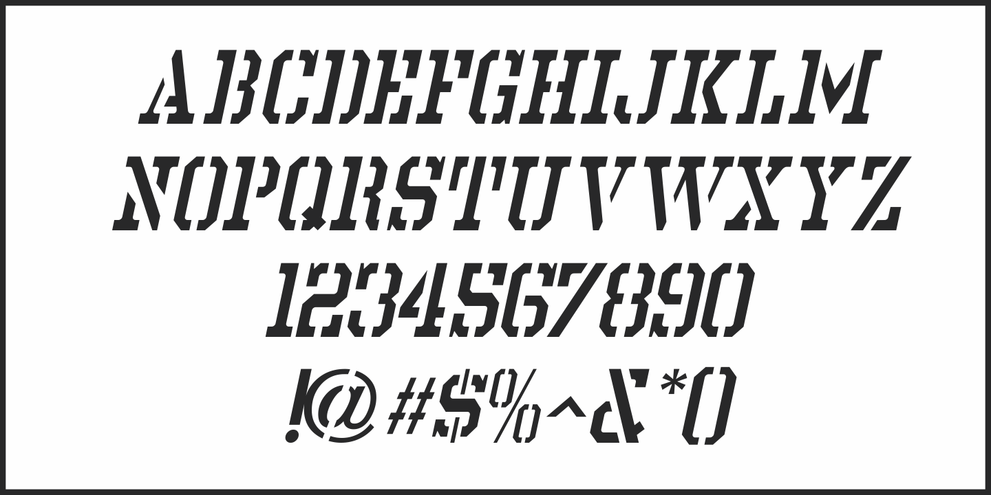 Пример шрифта Stencil Chamfer JNL #2